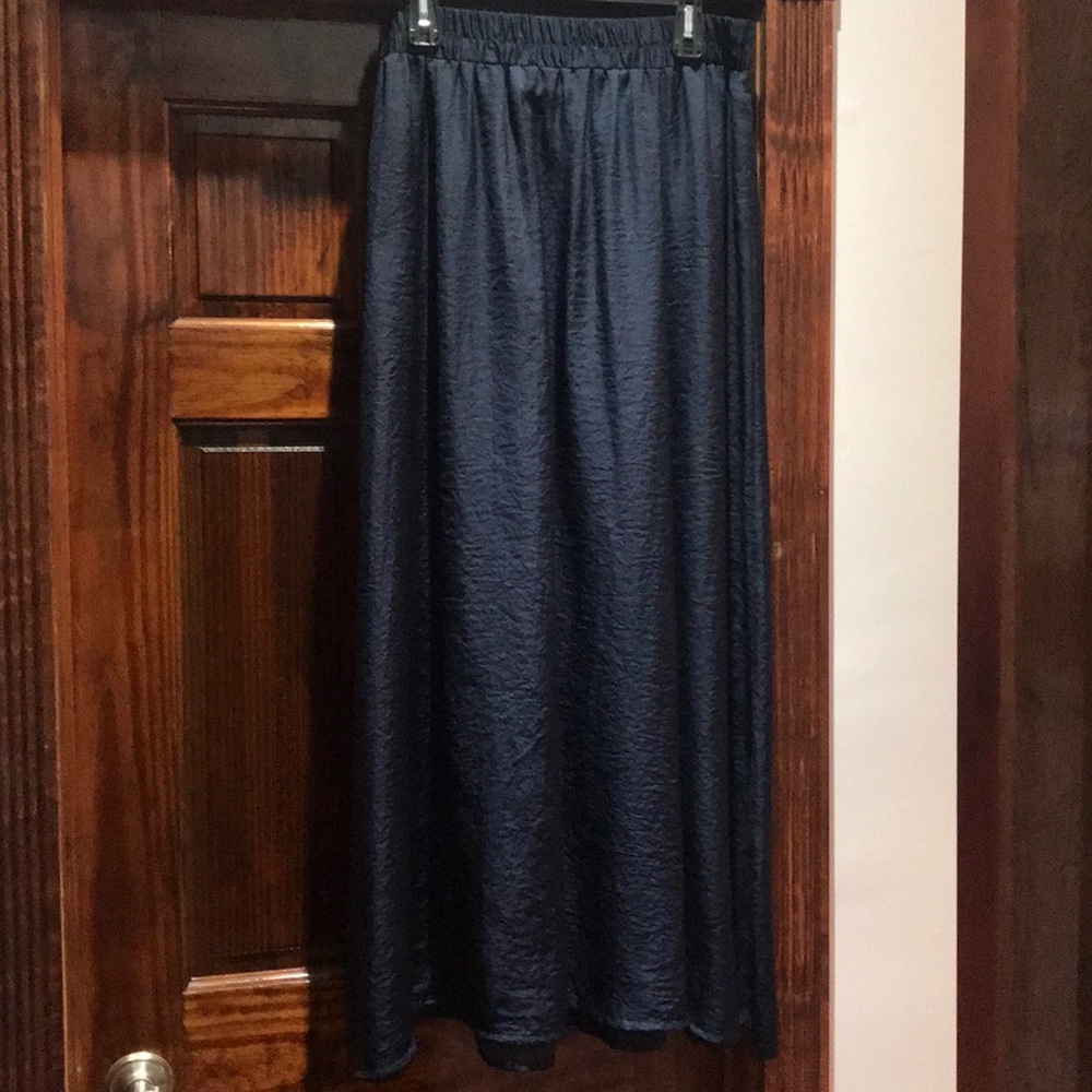 Navy silky maxi skirt